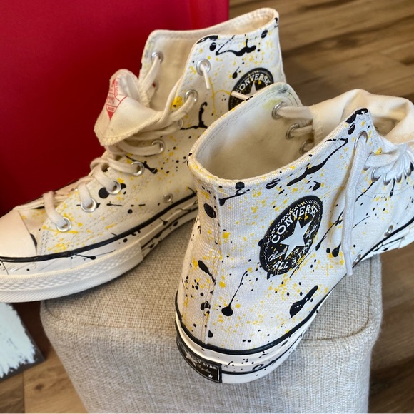 Converse High-Top Sneakers in White and Yellow - Picture 3 of 4